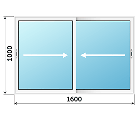 Двухстворчатое окно СИАЛ 1600x1000